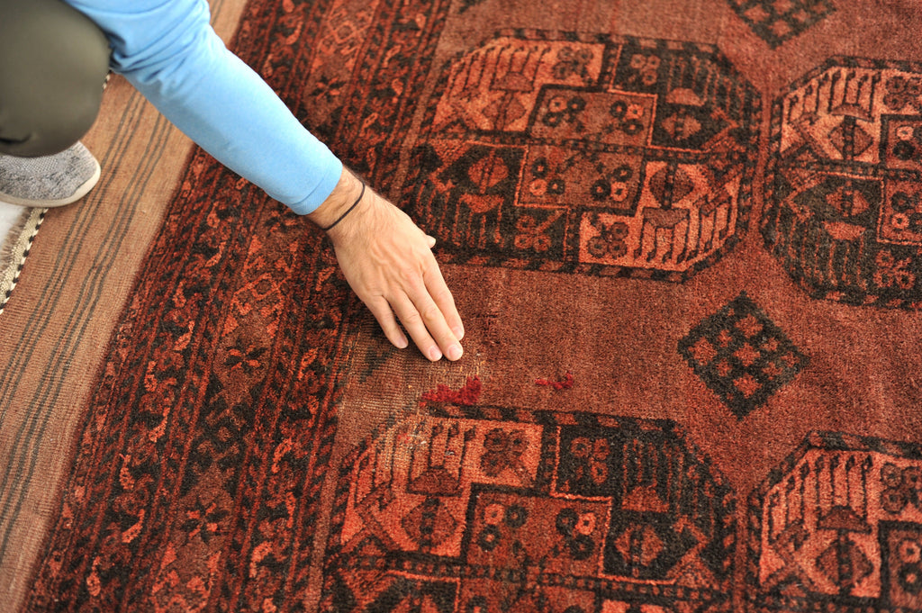 SOLD | 8.1 x 11.9 | Full Pile Nomadic Antique Elephant Track Rug | Penny