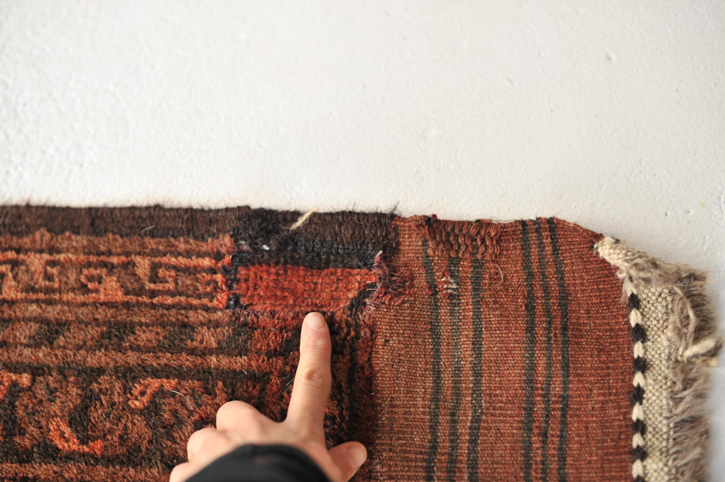 SOLD | 8.1 x 11.9 | Full Pile Nomadic Antique Elephant Track Rug | Penny
