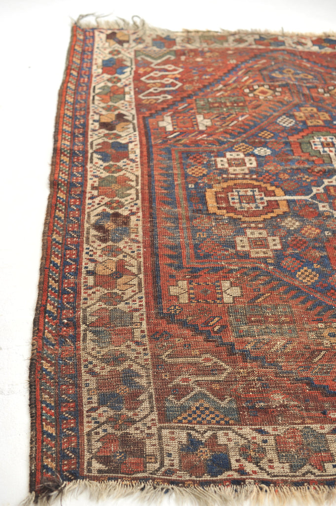SOLD | 5.4 x 6.5 | Charming Nomadic Village Antique Rug | Charlie