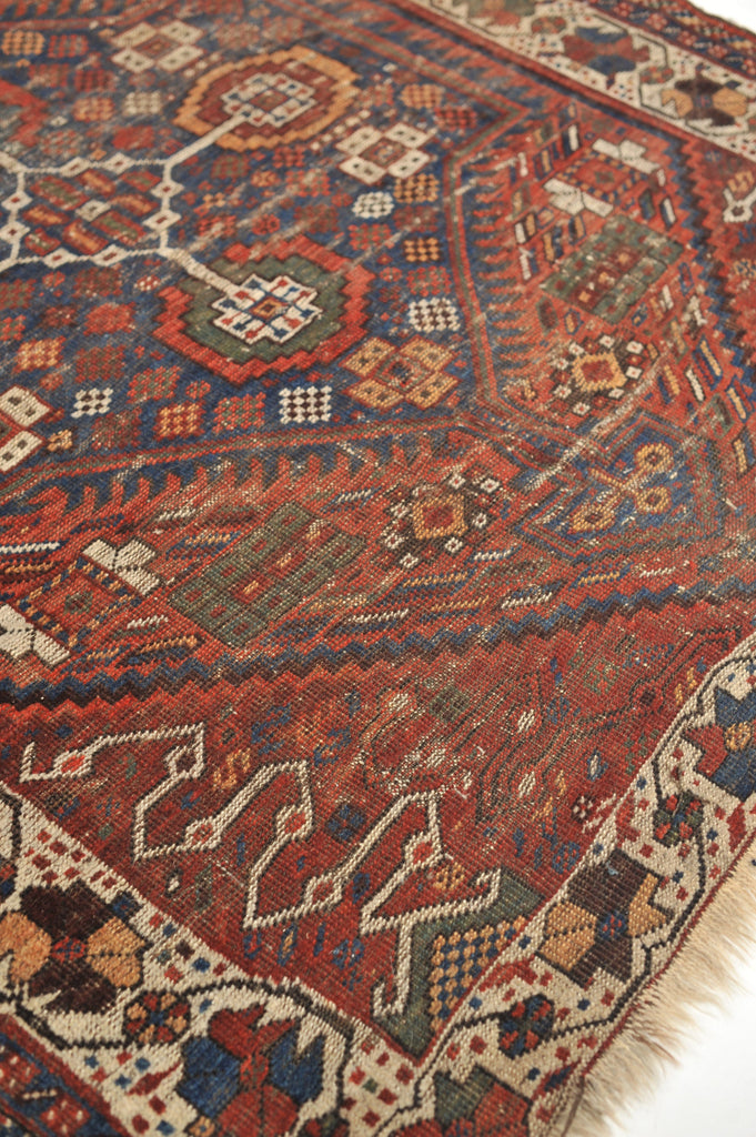 SOLD | 5.4 x 6.5 | Charming Nomadic Village Antique Rug | Charlie
