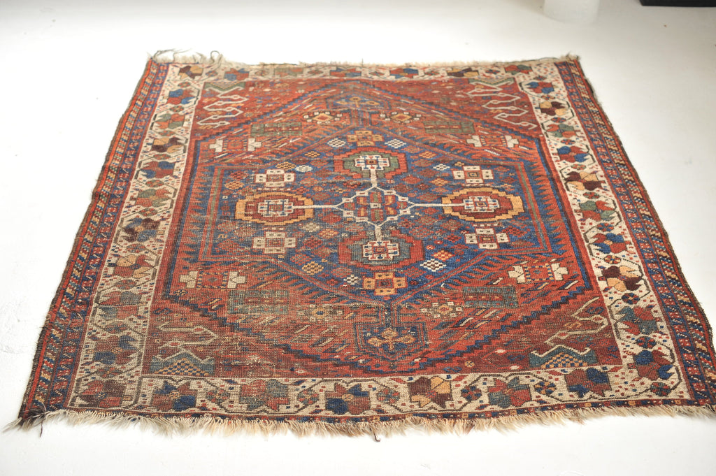SOLD | 5.4 x 6.5 | Charming Nomadic Village Antique Rug | Charlie