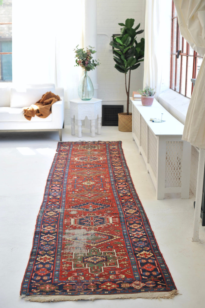 Antique Runner | 3.1 x 13.10 | Beautiful Geometric Tribal Antique Runner Rug