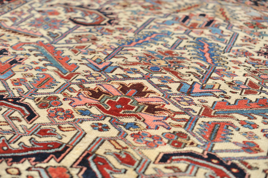 SOLD | Amazing Blooming Jungle in European Size - Vintage Rug | 7.5 x 10.10 | Unusual All-Over Ivory and Cream Tribal Rug