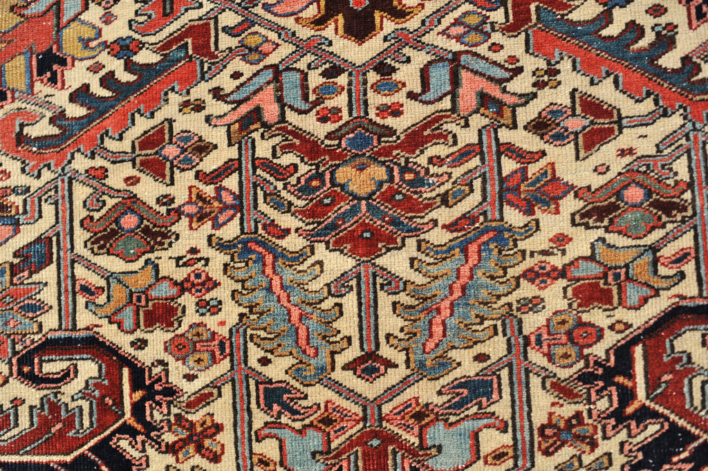 SOLD | Amazing Blooming Jungle in European Size - Vintage Rug | 7.5 x 10.10 | Unusual All-Over Ivory and Cream Tribal Rug