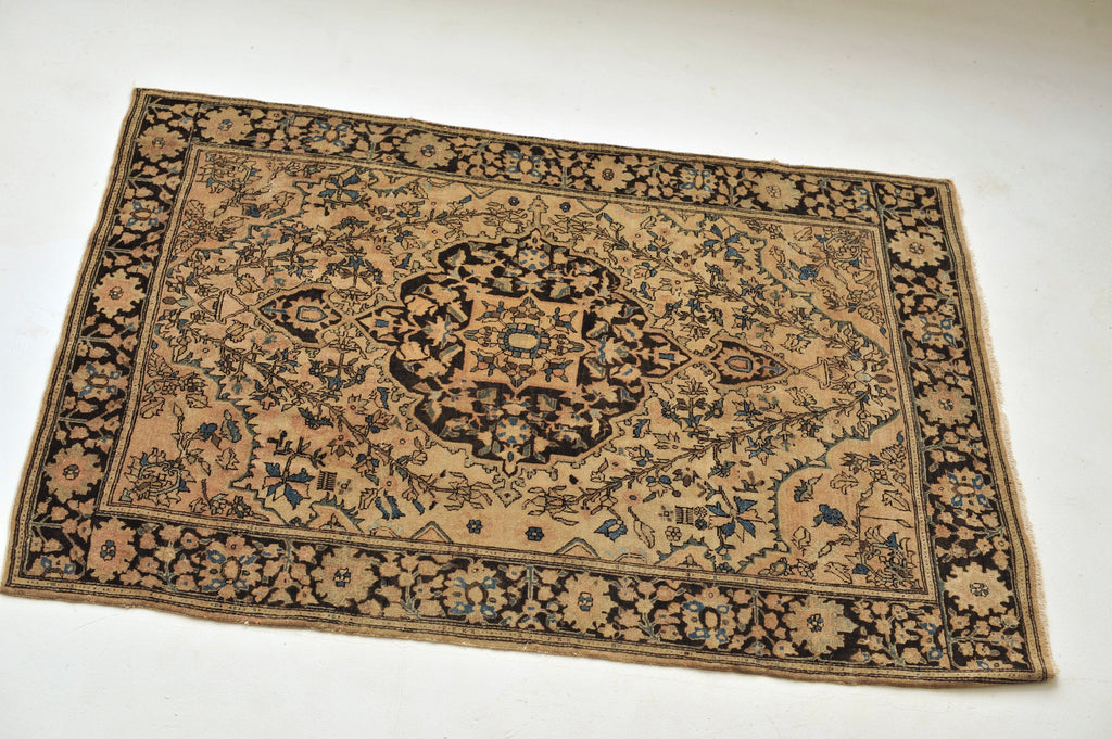 SOLD | Antique Rug | 3.6 x 4.10 | Subtle and Softer Apricot, Salmon, and Old Rose
