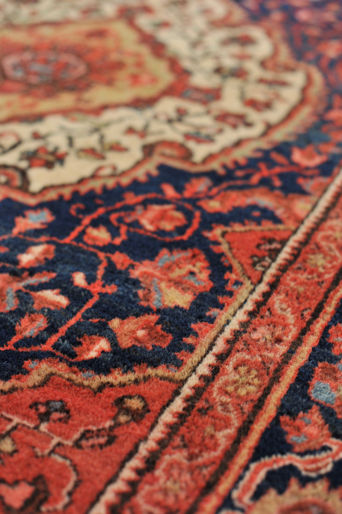 Antique Rug | 4.5 x 6.6 | Rust Pink Navy Beige French Blue BEAUTY