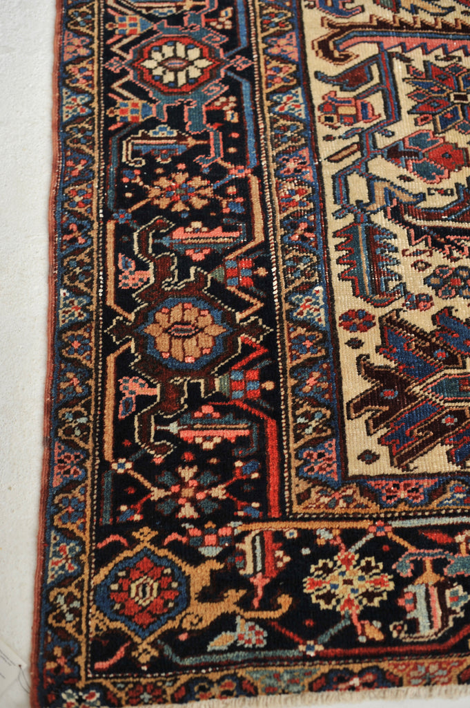 SOLD | Amazing Blooming Jungle in European Size - Vintage Rug | 7.5 x 10.10 | Unusual All-Over Ivory and Cream Tribal Rug