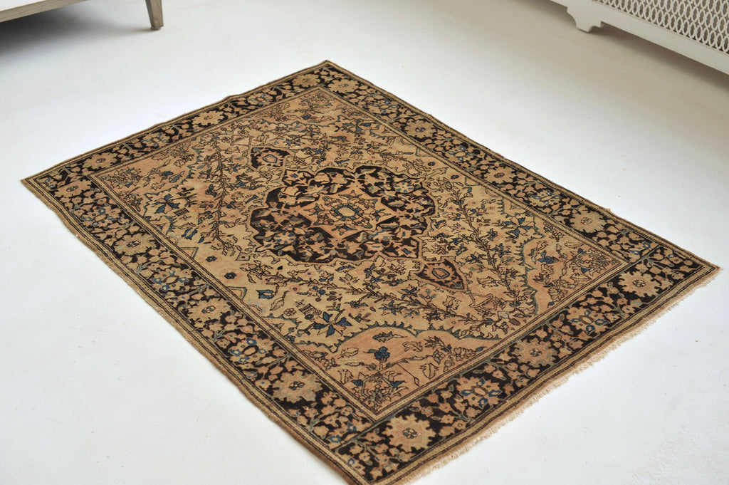 SOLD | Antique Rug | 3.6 x 4.10 | Subtle and Softer Apricot, Salmon, and Old Rose