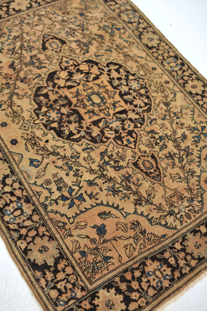 SOLD | Antique Rug | 3.6 x 4.10 | Subtle and Softer Apricot, Salmon, and Old Rose