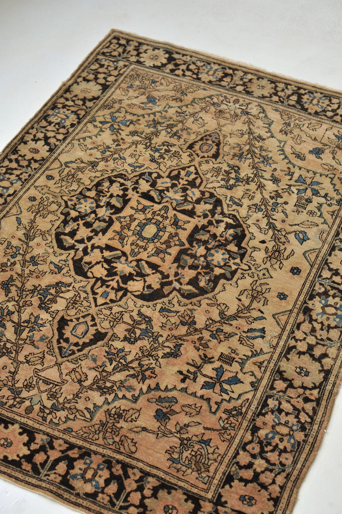 SOLD | Antique Rug | 3.6 x 4.10 | Subtle and Softer Apricot, Salmon, and Old Rose