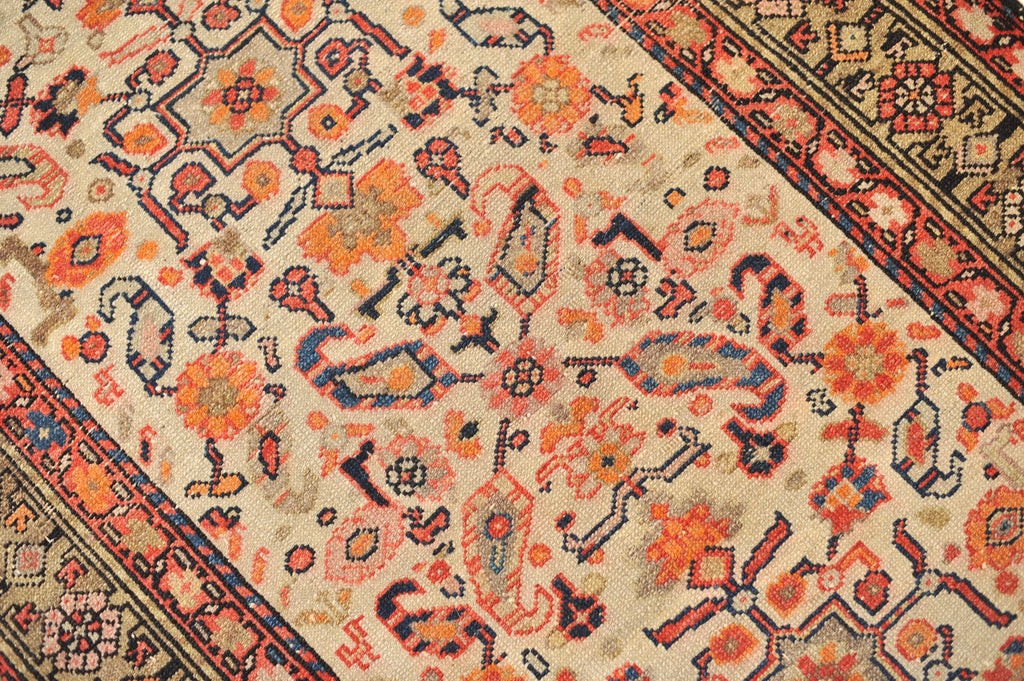 SOLD | GORGEOUS Antique Rug | LONG Ivory/Cream and Tangerine Beauty! Antique Runner | 3.6 x 19.9