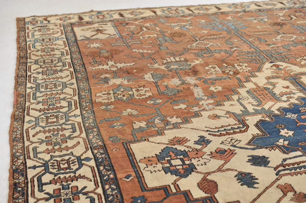 HISTORICAL Antique Bakshayesh Rug | Artistic TRIBAL Beauty with Clay, Umber, Amber hues - True Gem | 9.6 x 13.7