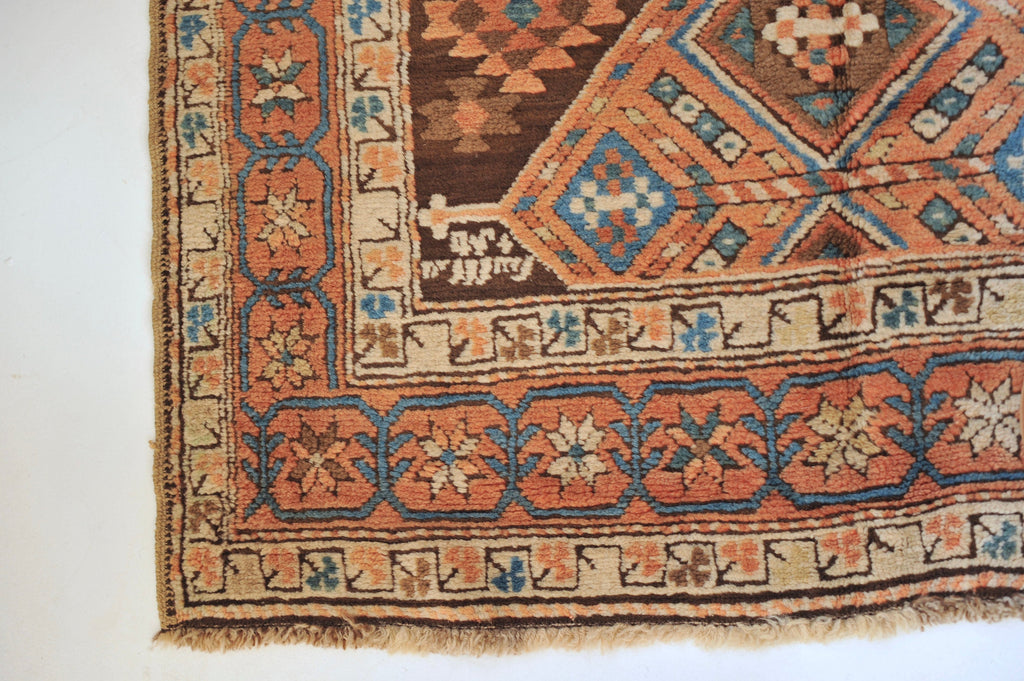 Antique runner | FUNKY Tribal and Geometric Earthy and Beautiful Antique Rug | 3.5 - 3.10 x 11.6|