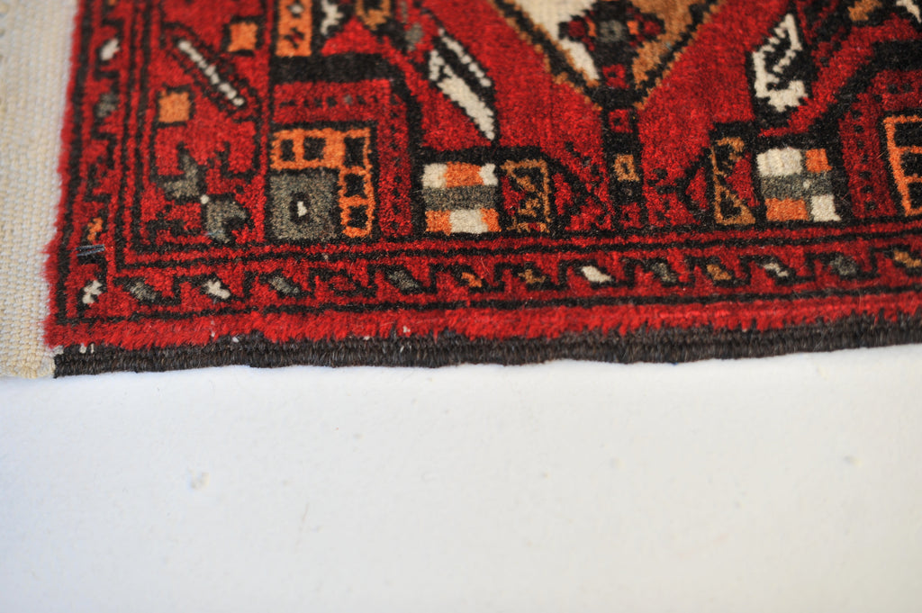 Attractive Small Vintage Rug | Super Handsome Vintage Rug with Red, Black, and Camel | 1.8 x 3.10