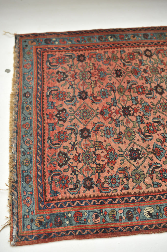 RESERVED FOR CASSANDRA*** Gorgeous Antique Rug | BEAUTIFUL Pinky Watermelon with Ice Blue Water Garden Pattern | 3.9 x 5.3