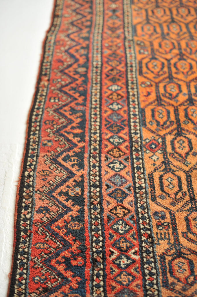 Vintage Rug | Plush Wool Apricot Boteh Design Vintage Runner | 4 x 10.4