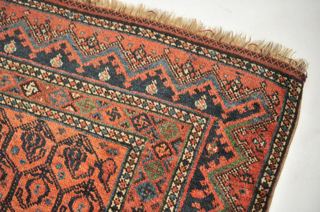 Vintage Rug | Plush Wool Apricot Boteh Design Vintage Runner | 4 x 10.4