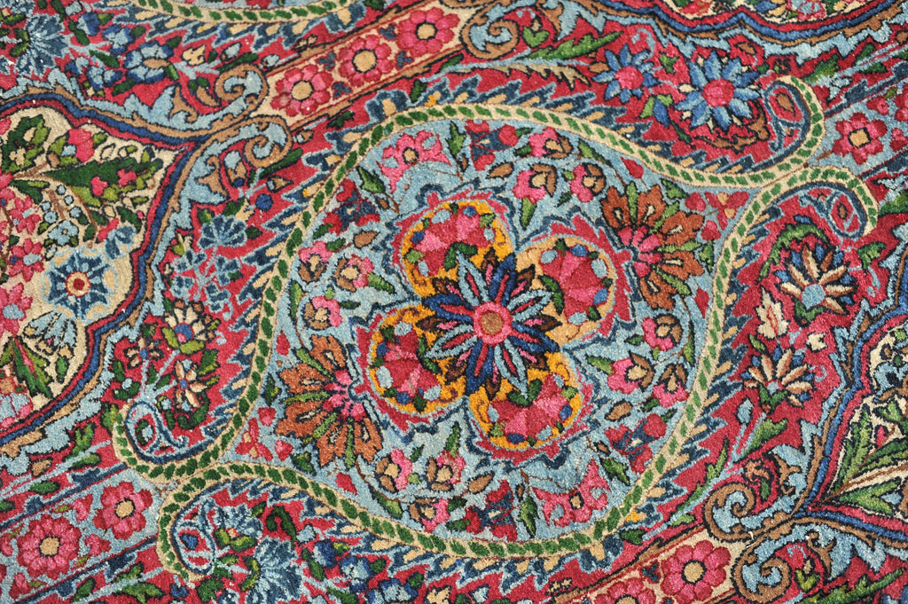 MAGNIFICENT PASTEL HUES Classical Antique Persian Kerman Lavar Carpet | INFINITELY Botanical Antique Elegant Rug | 9.5 x 13