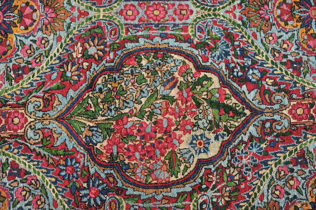MAGNIFICENT PASTEL HUES Classical Antique Persian Kerman Lavar Carpet | INFINITELY Botanical Antique Elegant Rug | 9.5 x 13