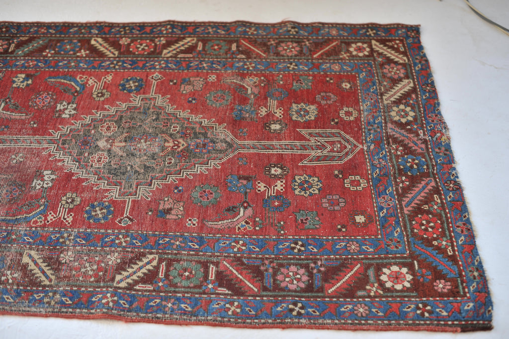 RESERVED FOR PEYTON*** Antique Runner C. 1880's | Quad-Medallion Nomadic Tribal Runner | 3.6 x 13.10