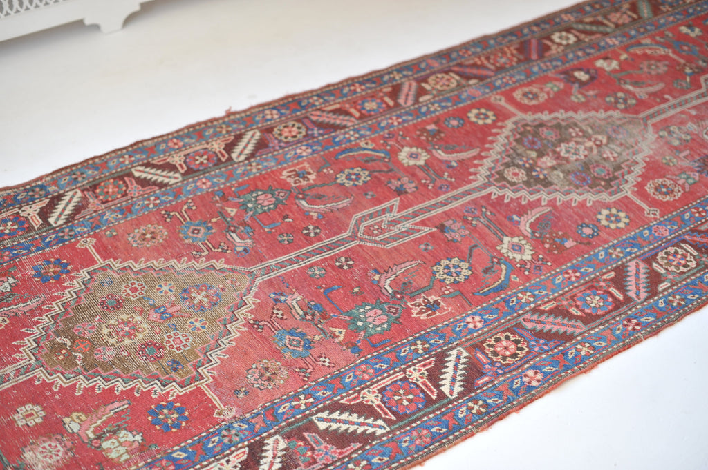 RESERVED FOR PEYTON*** Antique Runner C. 1880's | Quad-Medallion Nomadic Tribal Runner | 3.6 x 13.10