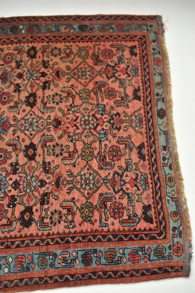 RESERVED FOR CASSANDRA*** Gorgeous Antique Rug | BEAUTIFUL Pinky Watermelon with Ice Blue Water Garden Pattern | 3.9 x 5.3