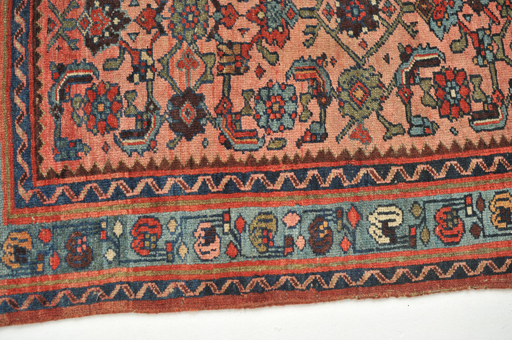RESERVED FOR CASSANDRA*** Gorgeous Antique Rug | BEAUTIFUL Pinky Watermelon with Ice Blue Water Garden Pattern | 3.9 x 5.3