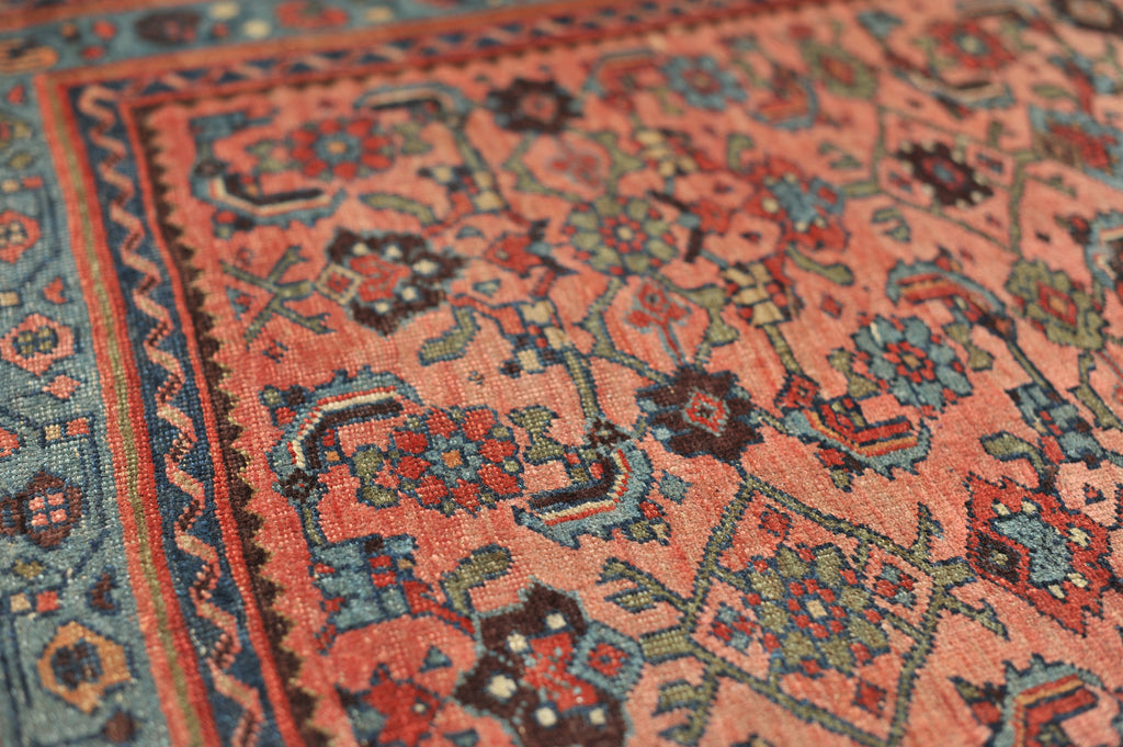 RESERVED FOR CASSANDRA*** Gorgeous Antique Rug | BEAUTIFUL Pinky Watermelon with Ice Blue Water Garden Pattern | 3.9 x 5.3