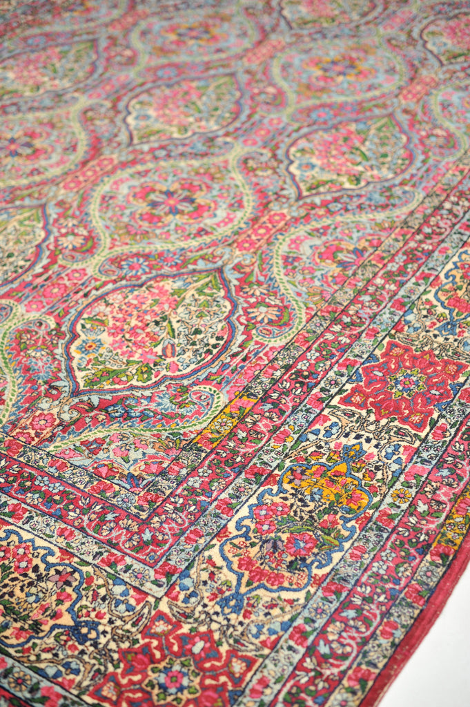 MAGNIFICENT PASTEL HUES Classical Antique Persian Kerman Lavar Carpet | INFINITELY Botanical Antique Elegant Rug | 9.5 x 13