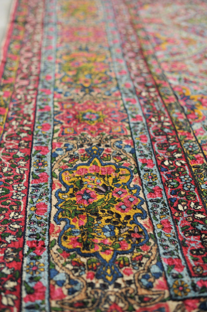 MAGNIFICENT PASTEL HUES Classical Antique Persian Kerman Lavar Carpet | INFINITELY Botanical Antique Elegant Rug | 9.5 x 13