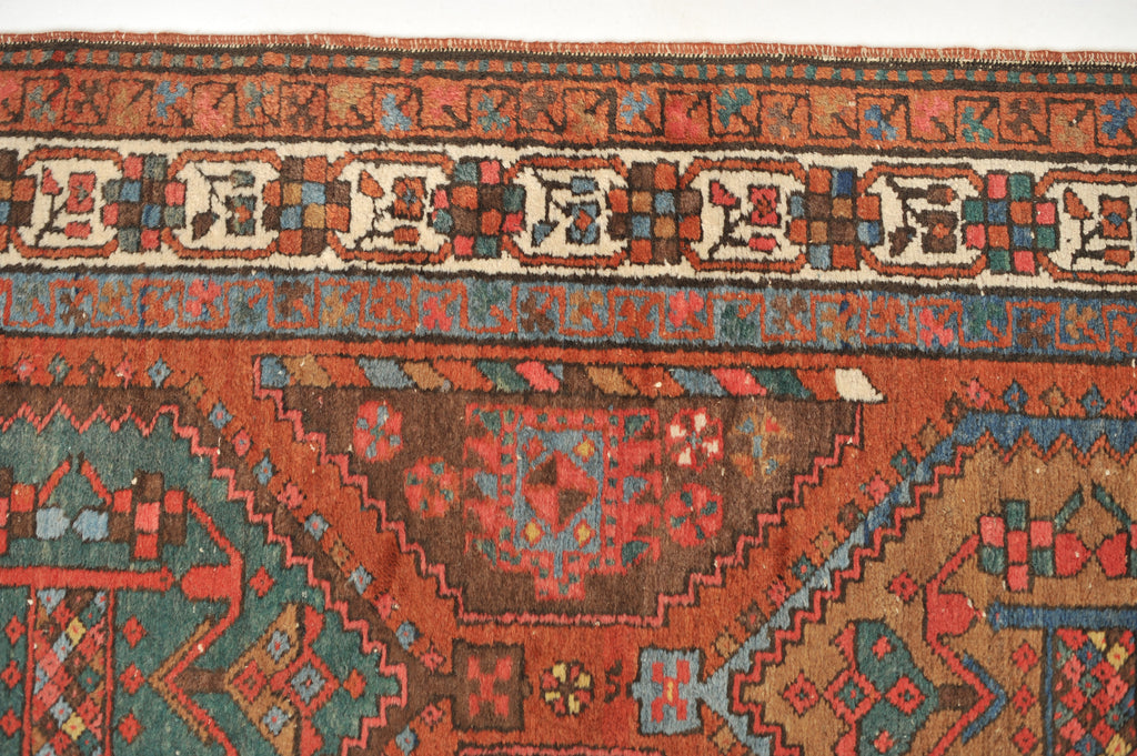 SOLD | TOP 3 Antique Runner | GORGEOUS Clay, Blues, Camel, Espresso, Teal, Green, with Geometric Design 3 x 14.5