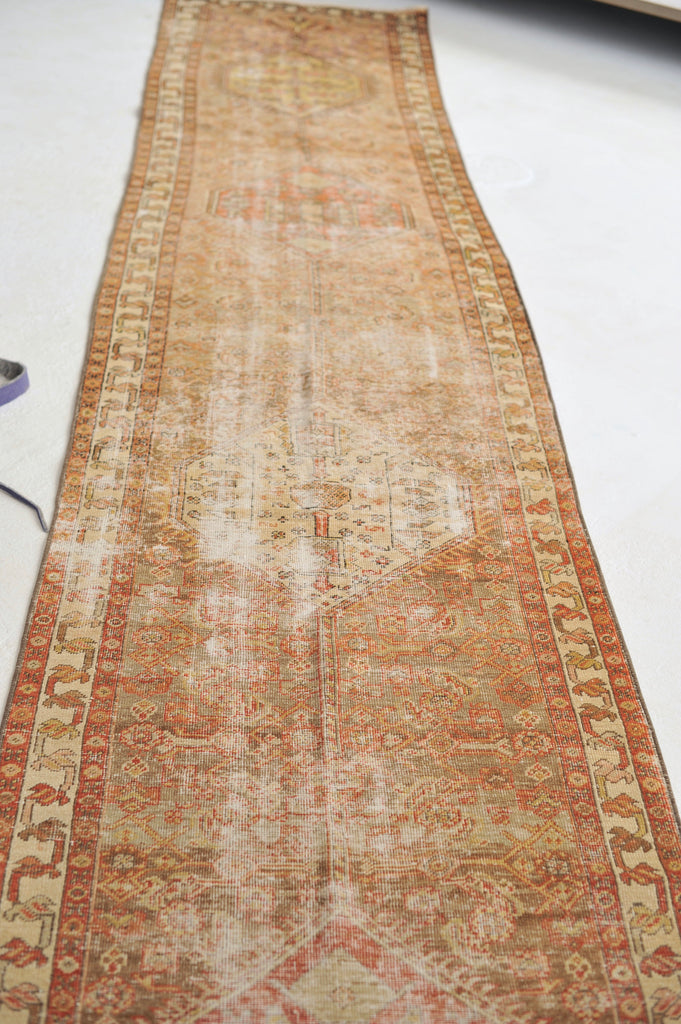 LONG Muted Antique Runner | BEAUTIFUL Distressed Tribal Antique Rug | ~ 3 x 18.8