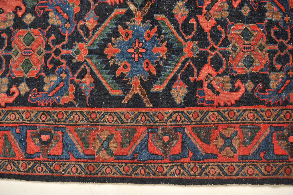 SOLD | ICONIC Water Garden Antique Rug | Infamous Herati / Fish / Water Garden Design with Pinks, Blues, Greens, and Mocha | 4.6 x 6.8