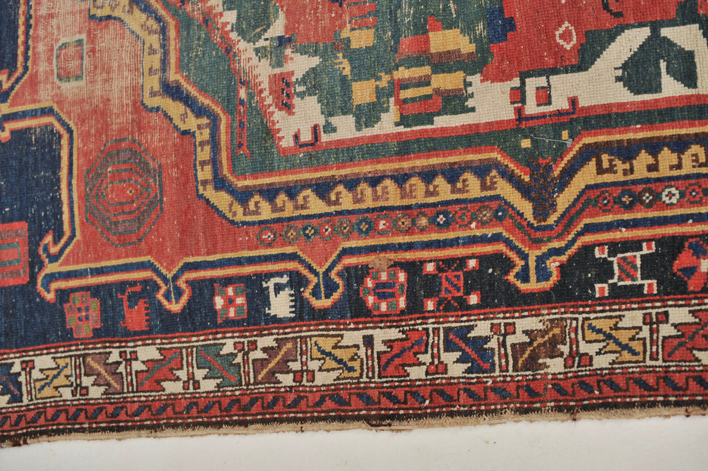 FOLKLORE Antique Rug | Wonderful Landscape Depiction Village Antique Rug | 4.6 x 6.8