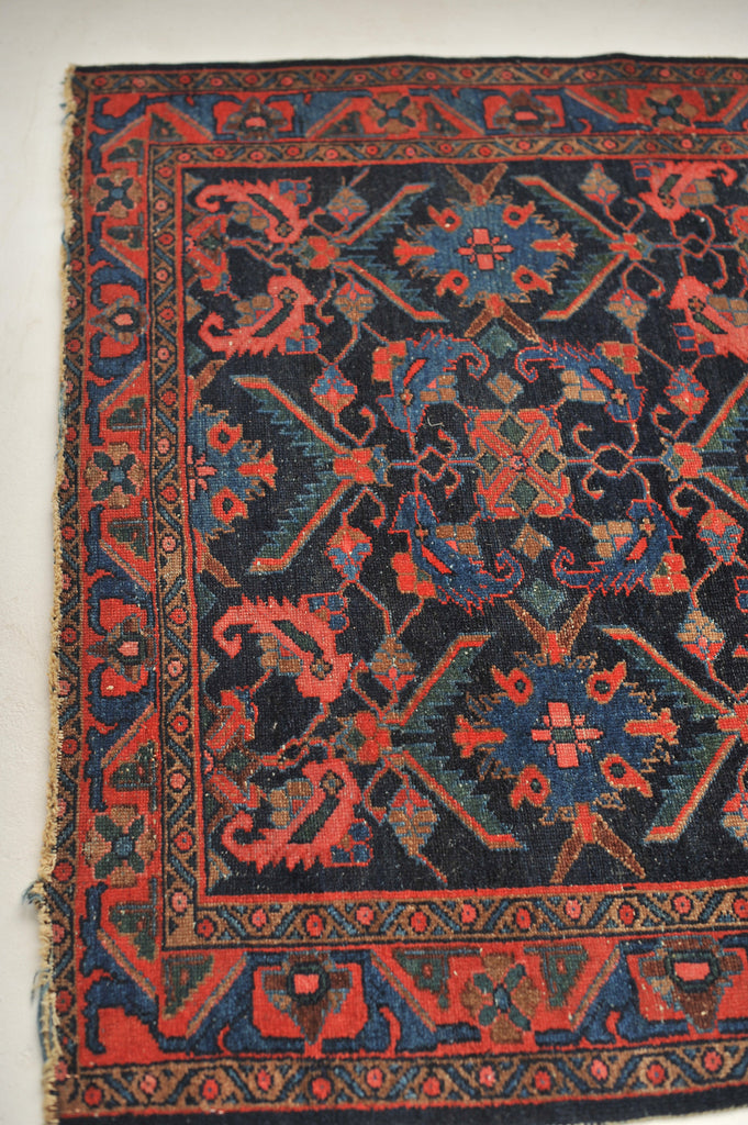 SOLD | ICONIC Water Garden Antique Rug | Infamous Herati / Fish / Water Garden Design with Pinks, Blues, Greens, and Mocha | 4.6 x 6.8