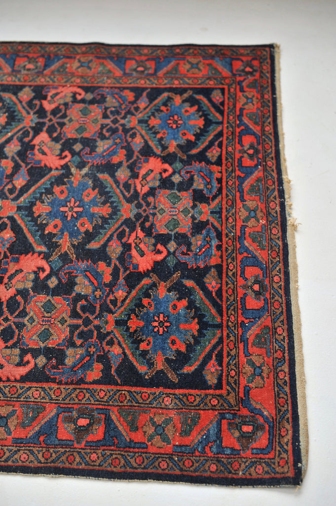 SOLD | ICONIC Water Garden Antique Rug | Infamous Herati / Fish / Water Garden Design with Pinks, Blues, Greens, and Mocha | 4.6 x 6.8