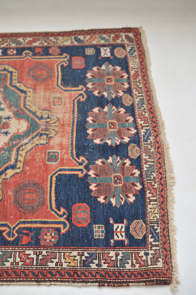 FOLKLORE Antique Rug | Wonderful Landscape Depiction Village Antique Rug | 4.6 x 6.8