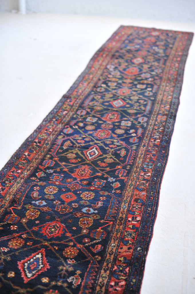 LONG Antique Runner | Moody Navy, Spring Green & Camel Over-sized Runner | 3 x 16.6