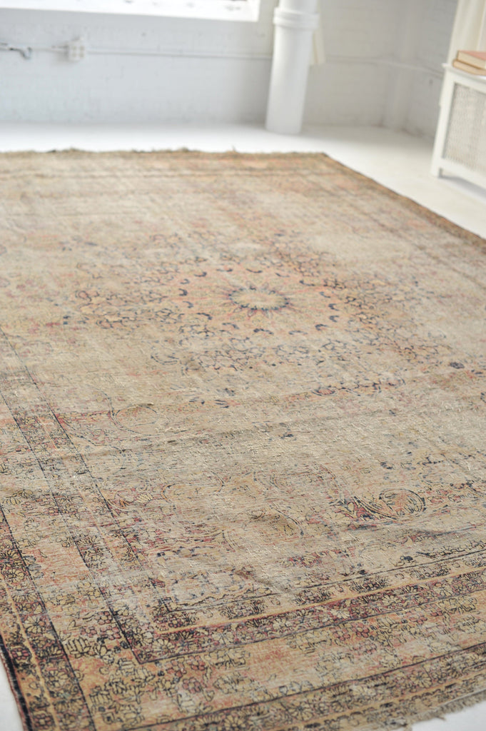 Reserved for Photoshoot with Miller Marriott*** High-End Distressed Antique Rug | Incredible Beige, Grey, Taupe with Sherbet Hues | 9.4 x 13.8