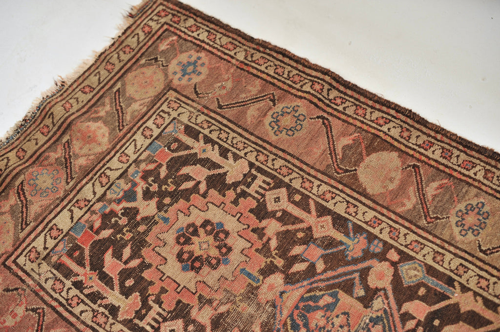 GORGEOUS Antique Runner | Charcoal Black, Taupe, Pink, & Blue Antique Tribal Runner | ~ 3 x 9.5