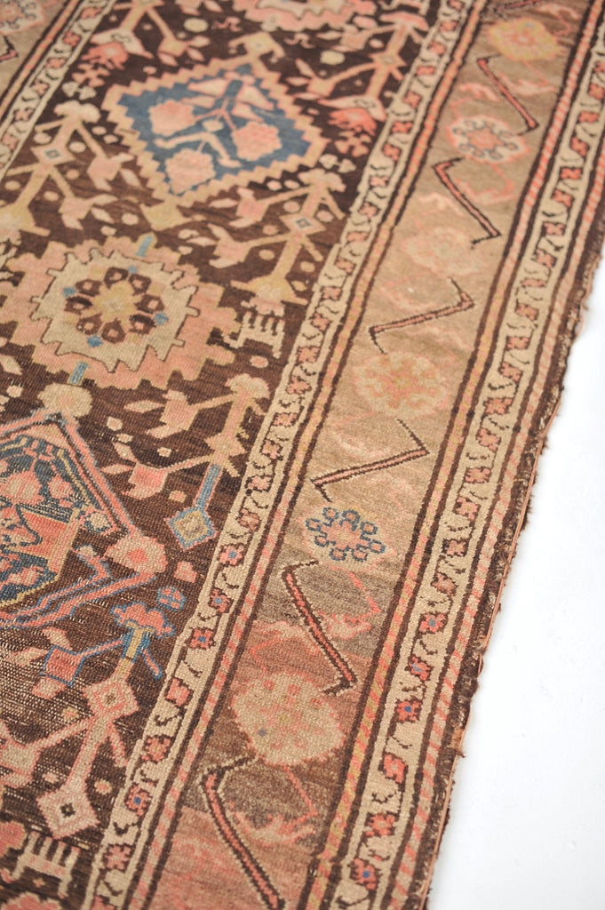 GORGEOUS Antique Runner | Charcoal Black, Taupe, Pink, & Blue Antique Tribal Runner | ~ 3 x 9.5