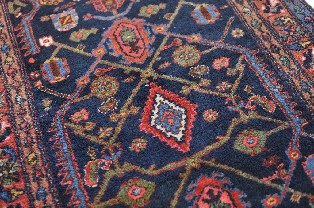 LONG Antique Runner | Moody Navy, Spring Green & Camel Over-sized Runner | 3 x 16.6