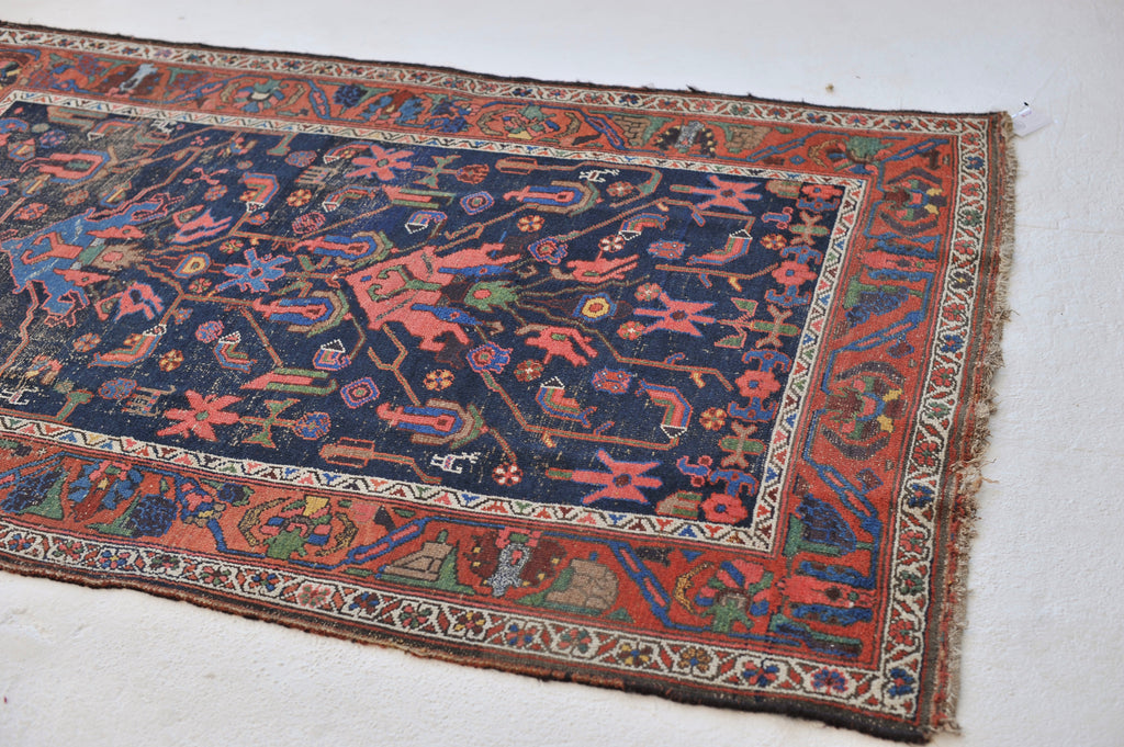 MYSTICAL Antique Rug | Highly Attractive Navy, Green, Watermelon Antique Rug | 4.7 x 6.8