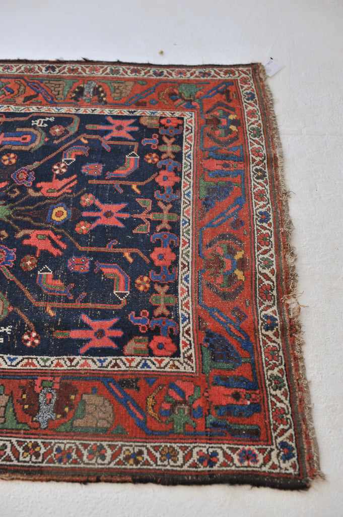MYSTICAL Antique Rug | Highly Attractive Navy, Green, Watermelon Antique Rug | 4.7 x 6.8