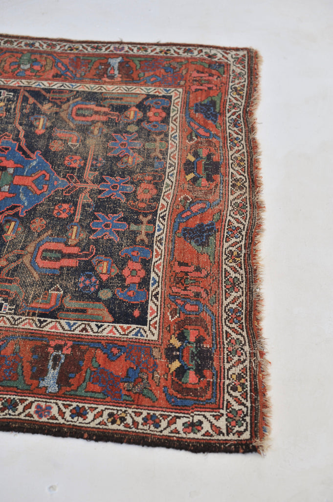 MYSTICAL Antique Rug | Highly Attractive Navy, Green, Watermelon Antique Rug | 4.7 x 6.8