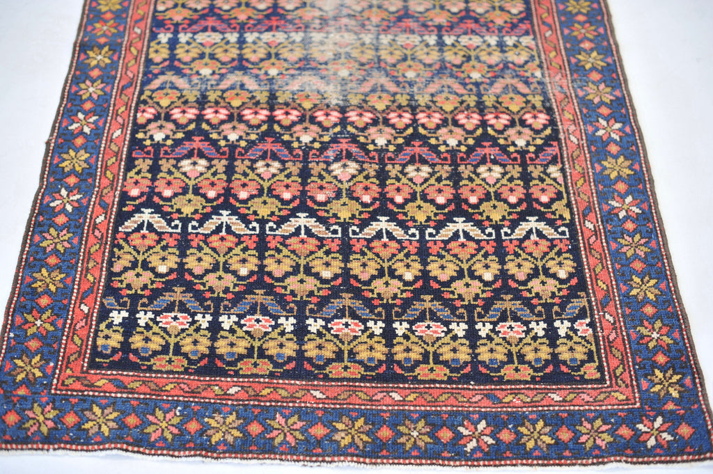 Lovely Antique Runner | All-Over Botanical Lattice Garden Design | 3.4 x 10.10
