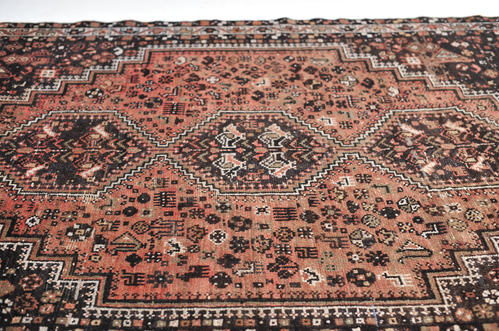 RESERVED FOR PHOTOSHOOT*** Gorgeous Vintage Rug | Watermelon Pink and Blush with Charcoal Vintage Rug | 6.4 x 9.3