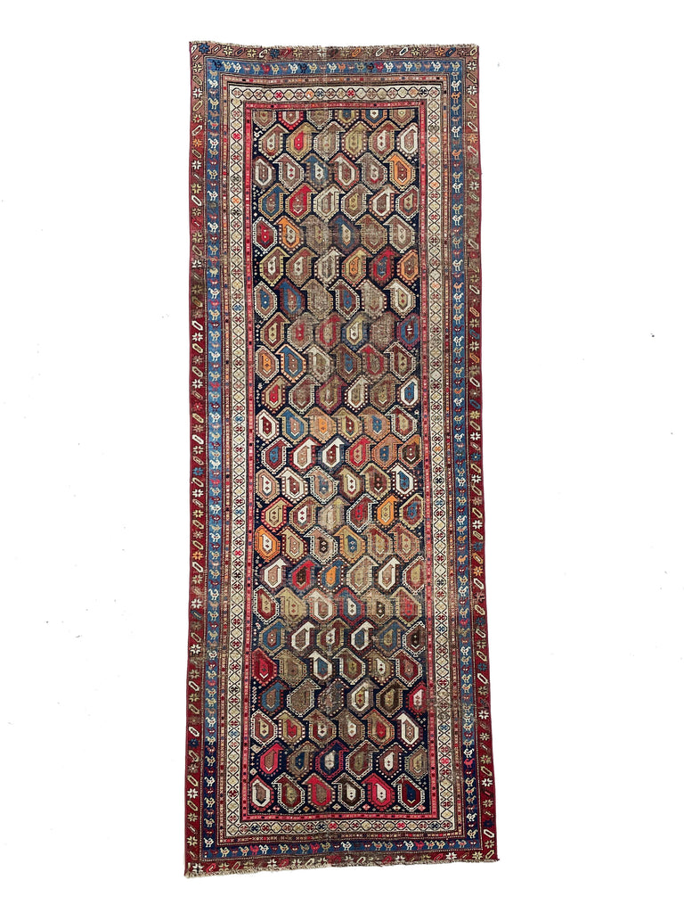 Gorgeous Antique Runner | Stylized All-Over Boteh Design Antique Rug | 3.9 x 9.10