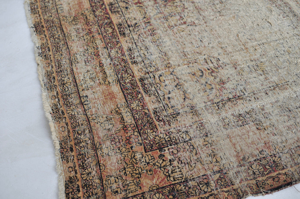 High-End Distressed Antique Rug | Incredible Beige, Grey, Taupe with Sherbet Hues | 9.4 x 13.8
