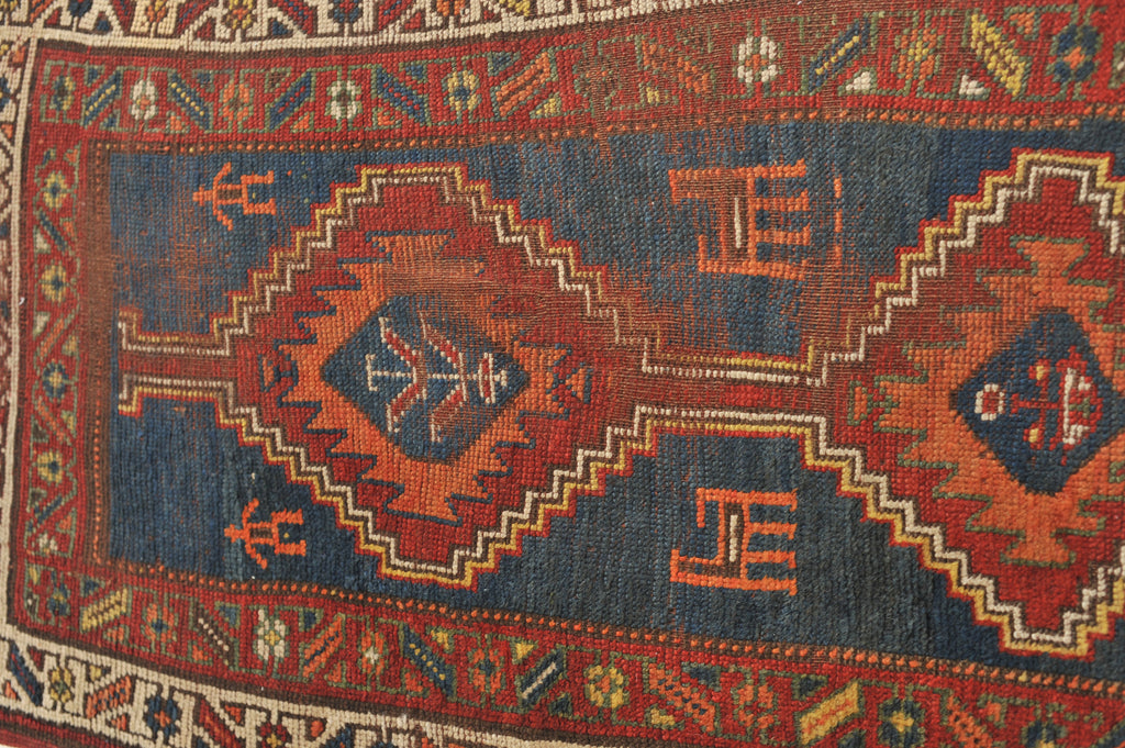 SOULFUL Nomadic Antique Runner | Gorgeous Blue, Terracotta, Red, and Camel Antique Runner | 3.2 x 8.9